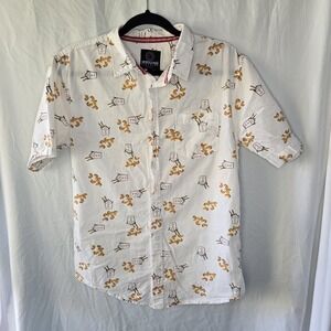 One Resolution Chinese Food Takeout Short Sleeve Button Up Shirt Men's Medium
